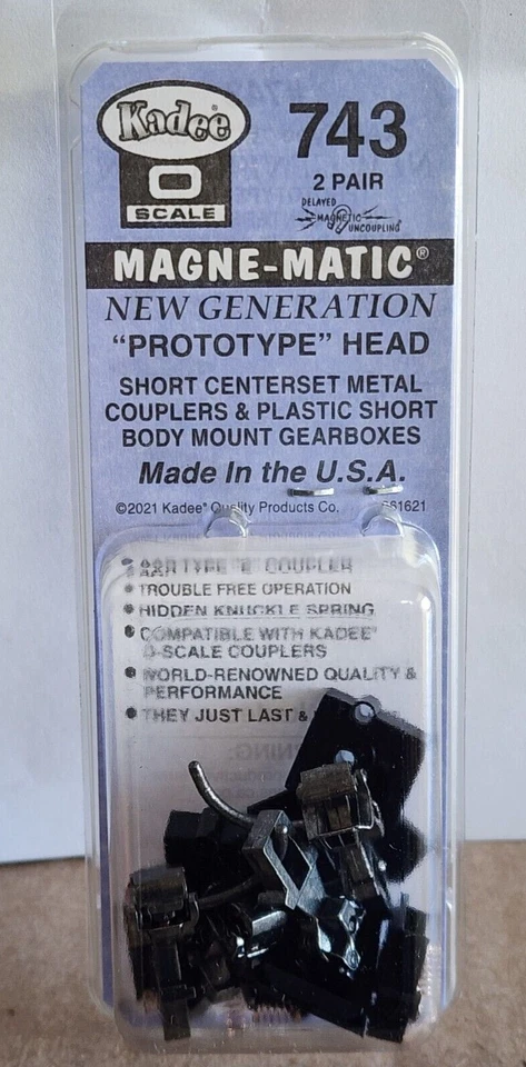 Kadee 743 Prototype Head Short Centerset Metal Coupler Type E  2 Pairs O Scale - Image 1 of 1