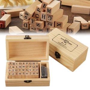 New Wooden Alphabet Letter Number Stamps Multi Purpose Wooden Ink Stamps Set Typ - Picture 1 of 10