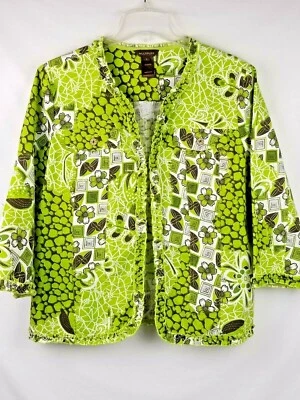 MÚLTIPLES Chaqueta Mujer Verde Floral con Cuentas y Volantes Talla L Foto 1 de 4