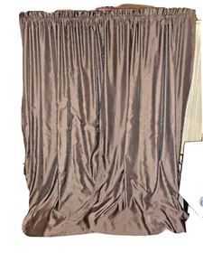 CHRIS MADDEN MYSTIQUE BROWN FAUX SILK (2) INTERLINED DRAPERY PANELS 54 X 84 - Picture 1 of 7