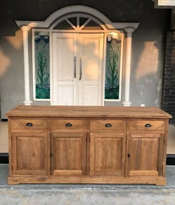 4-türige Echtholz massiv Teakholz Sideboard Kommode Brüssel mit 4 Schubladen - Bild 1 von 5