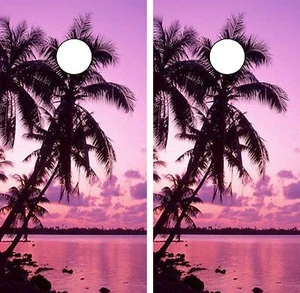 C163 Palm Trees Cornhole Board Wrap LAMINATED Wraps Decals Vinyl Sticker - Picture 1 of 4