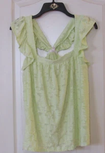 LC Lauren Conrad Cross Back Textured Tank Top Yellow/Green Womens Sz L Pre-owned - Picture 1 of 2