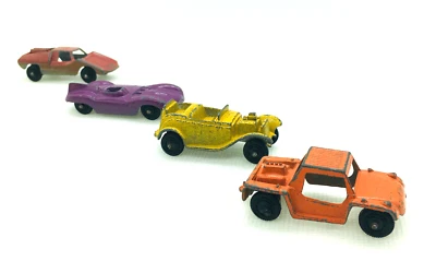 Coches Hierro Fundido Vehículos Camiones, Baja, Jaguar, Fiat Vintage Tootsie Juguete Juego de 4 Foto 1 de 4
