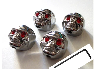 Nuovi 4 Manopole In Metallo Skull Argento - A Clip - Per Vasi Alpha O Asiatici - Immagine 1 di 3