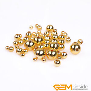 18K Yellow Gold Filled Round Smooth Loose Spacer Beads Jewelry Making 100 Pcs YB