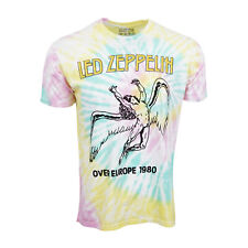 LED ZEPPELIN MENS OVER EUROPE 1980 TIE DYE T SHIRT AUTHENTIC AND LICENSE TEE