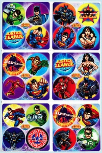 Justice League Dots Stickers x 24 - Favours Superman Batman Party Loot Birthday - Picture 1 of 3