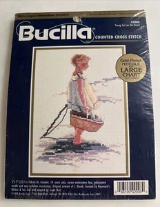 NEW Bucilla 42008 Young Girl on the Beach Counted Cross Stitch Kit 5”x7” - Picture 1 of 8