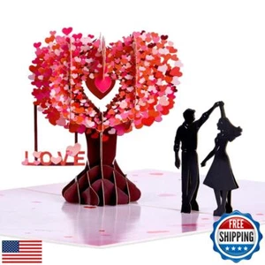 3D Pop Up Happy Anniversary Cards, Love Tree Hearts Couple Wedding Card for H - Picture 1 of 5
