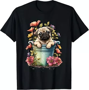Spring Floral Pug - Dog Owner Pet Trainer Animal Puppy Lover T-Shirt Hoodie - Picture 1 of 14