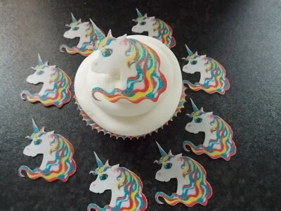 SHARONS EDIBLE BUTTERFLIES 12 PRECUT Edible Unicorn Heads wafer/rice paper cake/cupcake toppers
