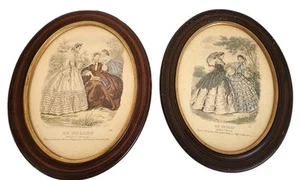Pair Of Vintage LA MODE ILLUSTREE Ornate Oval Frame French Victorian Detail - Picture 1 of 21