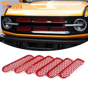 6X Front Grille Inserts Mesh Grill Frame Trim Covers Decor for Ford Bronco 2021+ - Picture 1 of 16