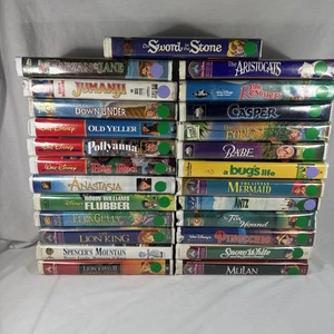 Vintage Lot of 25 Disney & Classic VHS Tapes – Clamshell Cases, Mixed Conditions - Imagen 1 de 22