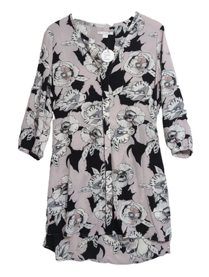 C & E туника платье женщин M розовый черный цветочный легкий бизнес повседневный женский - Изображение 1 из 4