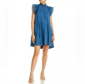 SEA New York Salbei Stufen Flatterärmel Kleid Größe Medium NEU Neu mit Etikett - Bild 1 von 14