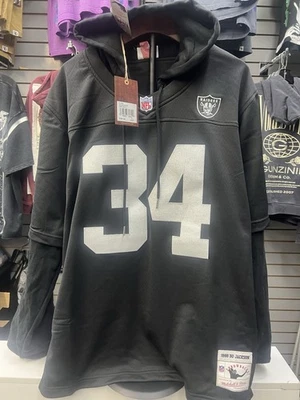 Camiseta com capuz Mitchell Ness 1988 Raiders masculina 100% autêntica Bo Jackson tamanho G - Imagem 1 de 4