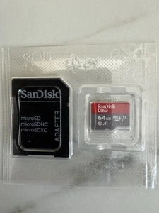 Carte micro SD SDXC SanDisk 64 Go microSDXC 100 Mo/s Ultra A1 64G classe 10 UHS-1 - Photo 1 sur 2