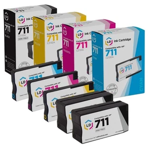 Repuesto de tinta Reman para HP 711 (2 negras, 1 C, 1 M, 1 Y, 5 paquetes) - Imagen 1 de 8