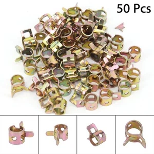 50pcs 6mm Hose Pipe Clamps Spring Clips Fuel Oil Line Silicone Vacuum Fastener - Picture 1 of 12