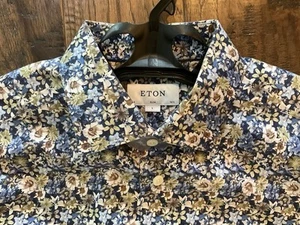 ETON Men's Twill Multi-Color Floral Slim-Fit Dress Shirt Sz 16.5 - Picture 1 of 5