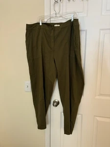 Eileen Fisher Damen Hose Gr. 20 olivgrün Bio Baumwolle Hanf minimalistisch Chino - Bild 1 von 11