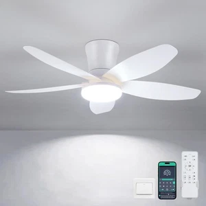 Ceiling Fans with Lights-36 Low Profile Ceiling Fan with Light and Remote/APP... - Picture 1 of 7