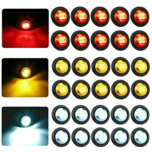 Mini marcatore laterale rotondo 3/4" 12-24V luce ambra/rossa LED lampada proiettile camion rimorchio - Foto 1 di 12
