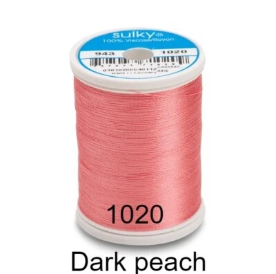 DARK PEACH GUTERMANN SULKY 40 WT RAYON EMBROIDERY THREAD (850yd 780m) 943-1020 - Image 1 of 2