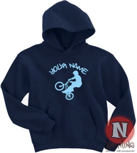 Personalised BMX Bike Hoodie kids Hoody cycling activity sports cool activewear - Picture 1 of 13