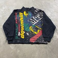 90s VTG ALPINE SKI DOWNHILL Snowboard T Shirt All Over Print XS Boys Mock Neck
