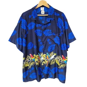 Rima Tropical Vibrant Parrot Floral Hawaiian Button Up Shirt - Size XL (NEW) - Imagen 1 de 3