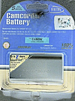 Batería de repuesto CB-915 Digital Concepts 2000 mah para Canon nuevo en paquete amarillento Foto 1 de 3