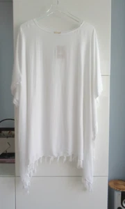 Nuovo By The Sea Vestito Copricostume da Bagno Taglia Unica, con Nappe, Rayon, Bianco - Foto 1 di 9