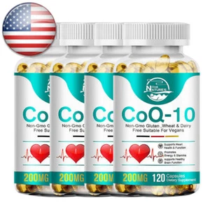 CoQ10 200mg Softgels | 4 x 120 Count | Non-GMO and Gluten Free | Coenzyme Q-10 - Picture 1 of 13