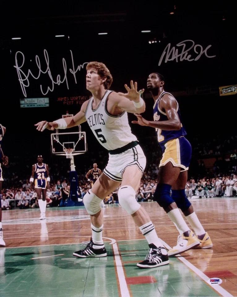 Magic Johnson & Bill Walton Signed Lakers Celtics 16x20 Photo PSA/DNA COA Auto'd - Image 1 of 4