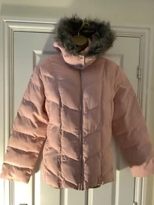PER UNA JACKET QUILTED GORGEOUS PINK DETACHABLE HOOD FUR TRIM LINED SZ 16/18 VGC - Picture 1 of 10