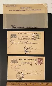 Two 1884 -88 HG 26a 27 Bavaria Postal Card With & Without Message Blue Mark - Picture 1 of 2