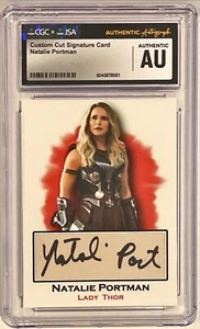 Natalie Portman Lady Thor Marvel signierte individuell geschnittene Autogrammkarte JSA CGC Platte - Bild 1 von 2