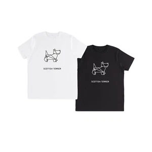T-shirt DONNA ORIGAMI DOG Scottish Terrier cane DESIGNEDSHIRT DSHIRT Scottie  - Picture 1 of 3