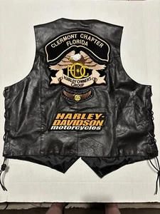 Parches de chaleco de cuero Harley Davidson, lados trenzados y extensores Clermont FL 4XL - Imagen 1 de 8