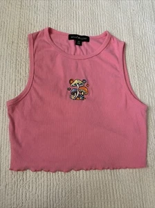 Social Scene Sleeveless Crop Shirt Tank Top Pink Size XS Knit Ribbed - Picture 1 of 7