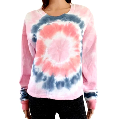 90 Degree by Reflex Juniors' Brushed Knit Bubble Gum Tie Dye Pullover Sweatshirt - Image 1 of 4