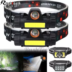 LED Headlamp Headlight USB Rechargeable Waterproof Head Light Flashlight 2 Modes - Picture 1 of 20