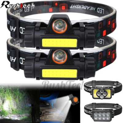 LED Headlamp Headlight USB Rechargeable Waterproof Head Light Flashlight 2 Modes - Image 1 of 4