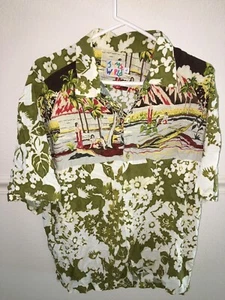 MENS NEW NWT JAMS WORLD GREEN NATIVE RAYON HAWAIIAN ISLAND ALOHA SHIRT SIZE L 46 - Picture 1 of 4