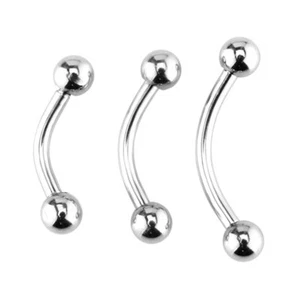 Eyebrow Ring Pack of 3 Surgical Steel 16G Curved Barbell 6mm 8mm 10mm - Picture 1 of 1