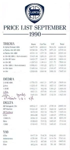 LANCIA THEMA (INCL 8.32) DELTA (INCL HF INTEGRALE) Y10 ORIG. 1990 UK PRICE LIST - Picture 1 of 1