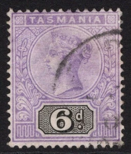 TASMANIA - 6d NEGRO Y LILA (ACSC 27) USADO FINO (A30281) - Imagen 1 de 1
